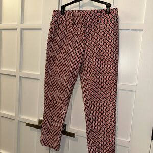 LOFT Black and Coral Patterned Skirt